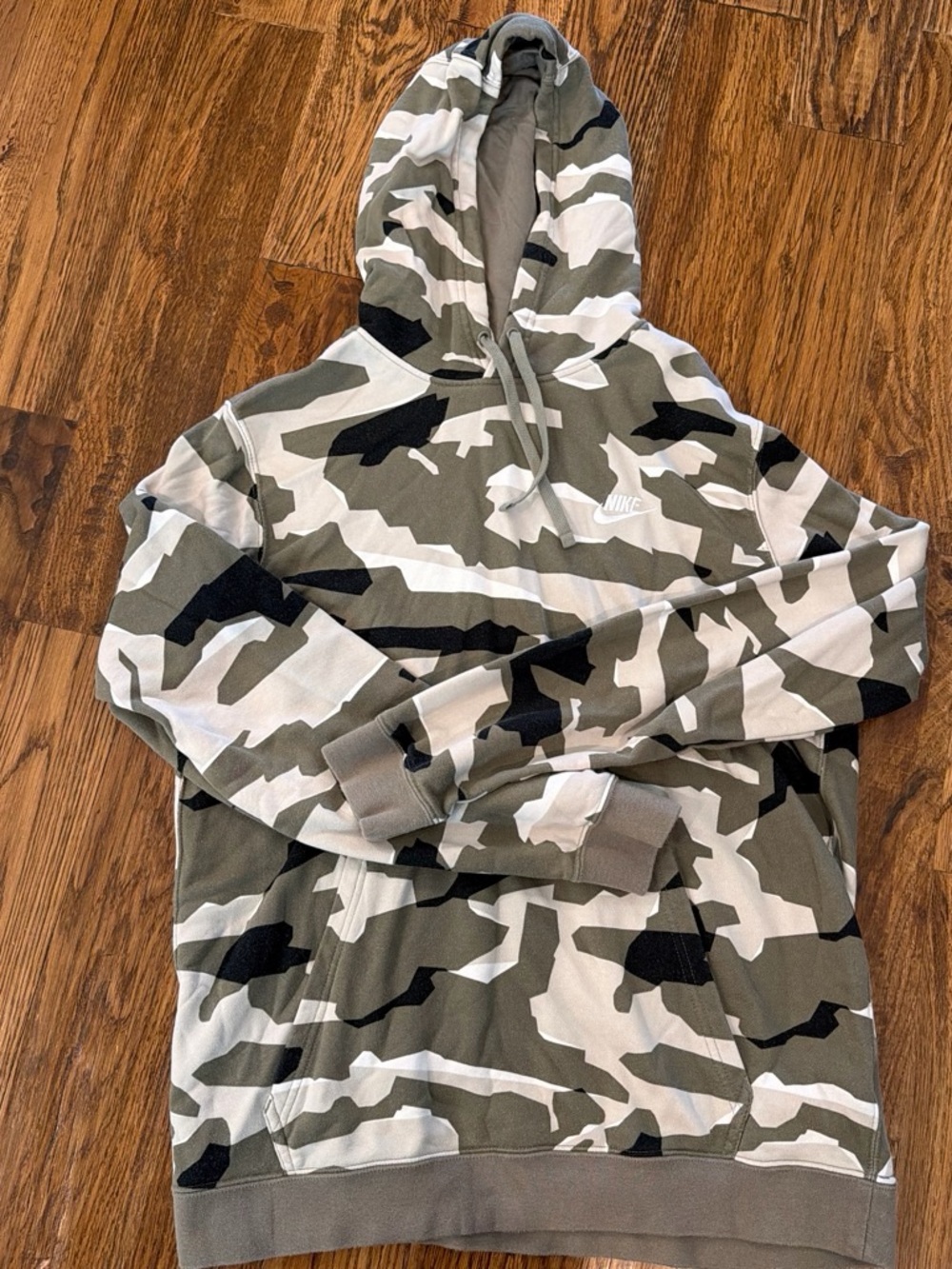 Nike Men’s Olive, White & Black Camo Zip-Up Hoodie